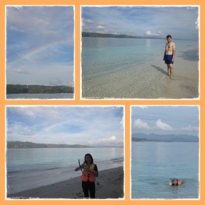 Snorkeling disertai pelangi