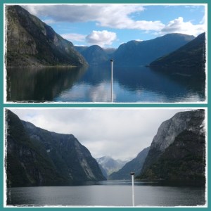 Pantulan langit yang berbeda antara cerah dan berawan